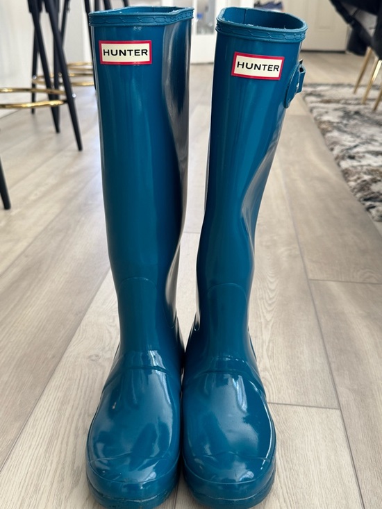 Hunter Shoes - Hunter Gloss Teal Knee-High Rain Boots